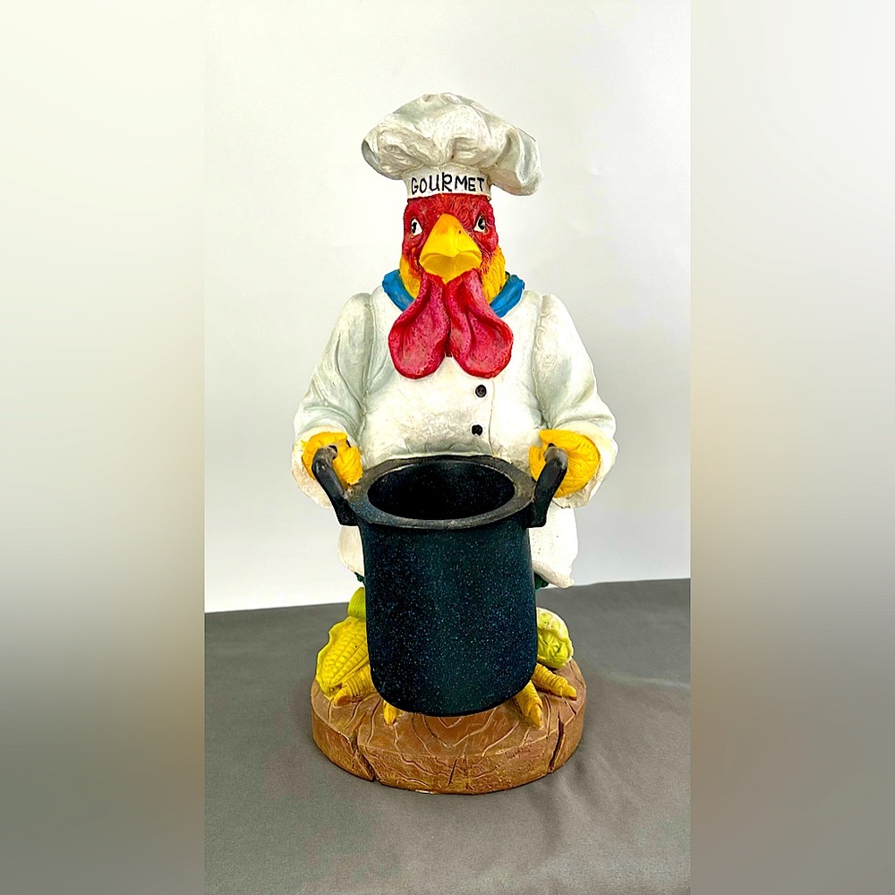 Vintage Rooster Chef Kitchen Utensil Holder